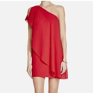 C wonder One shoulder drapped side zipper Red asymmetrical dress size M